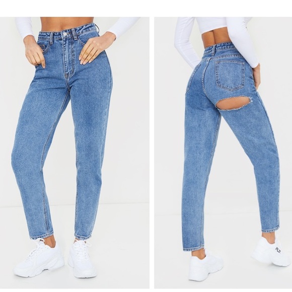 Pretty Little Thing High Waisted Bum Rip Mom Jean - Picture 4 of 5